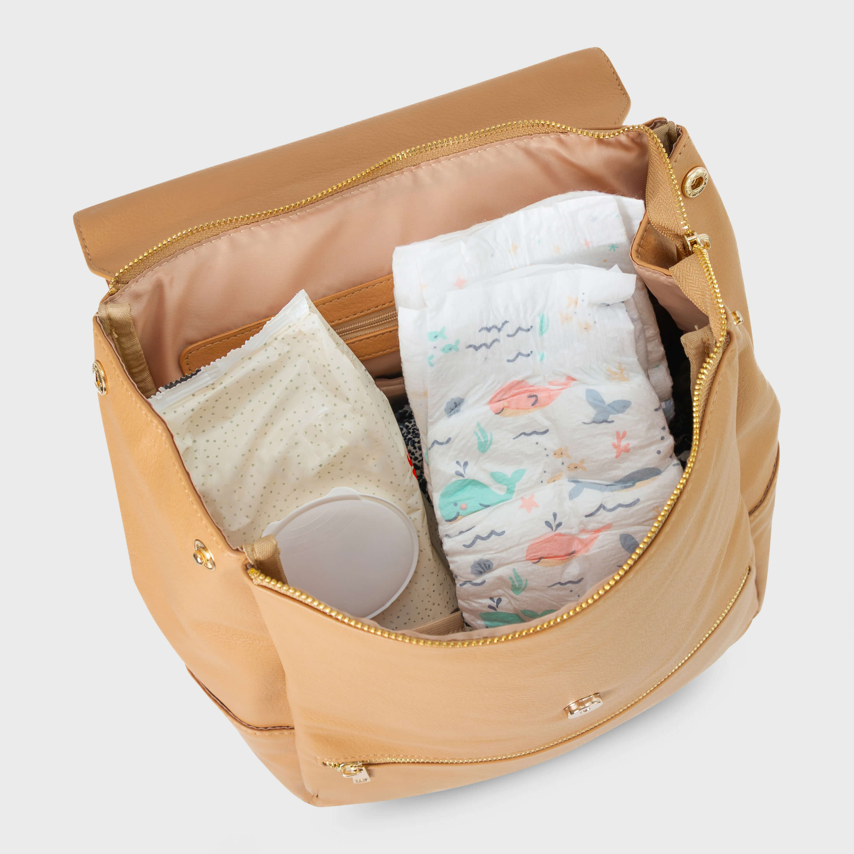 CLASSIC NAPPY BACKPACK TAN - Hannah and Henry