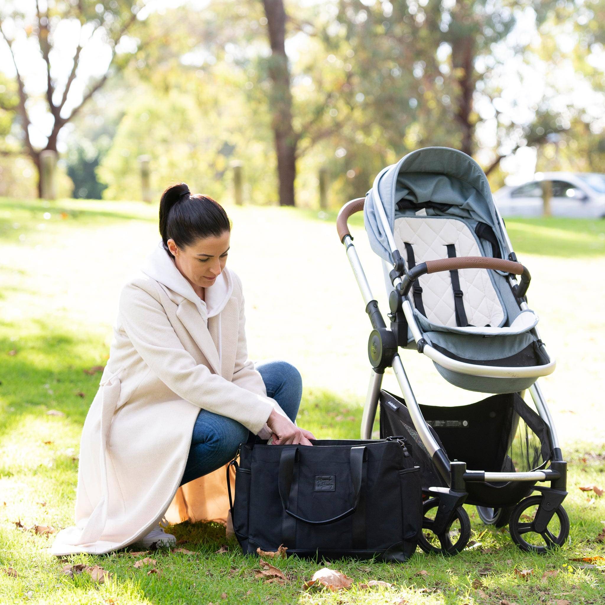 Charlie Nappy Tote | Black - Nappy Bag by Hannah and Henry