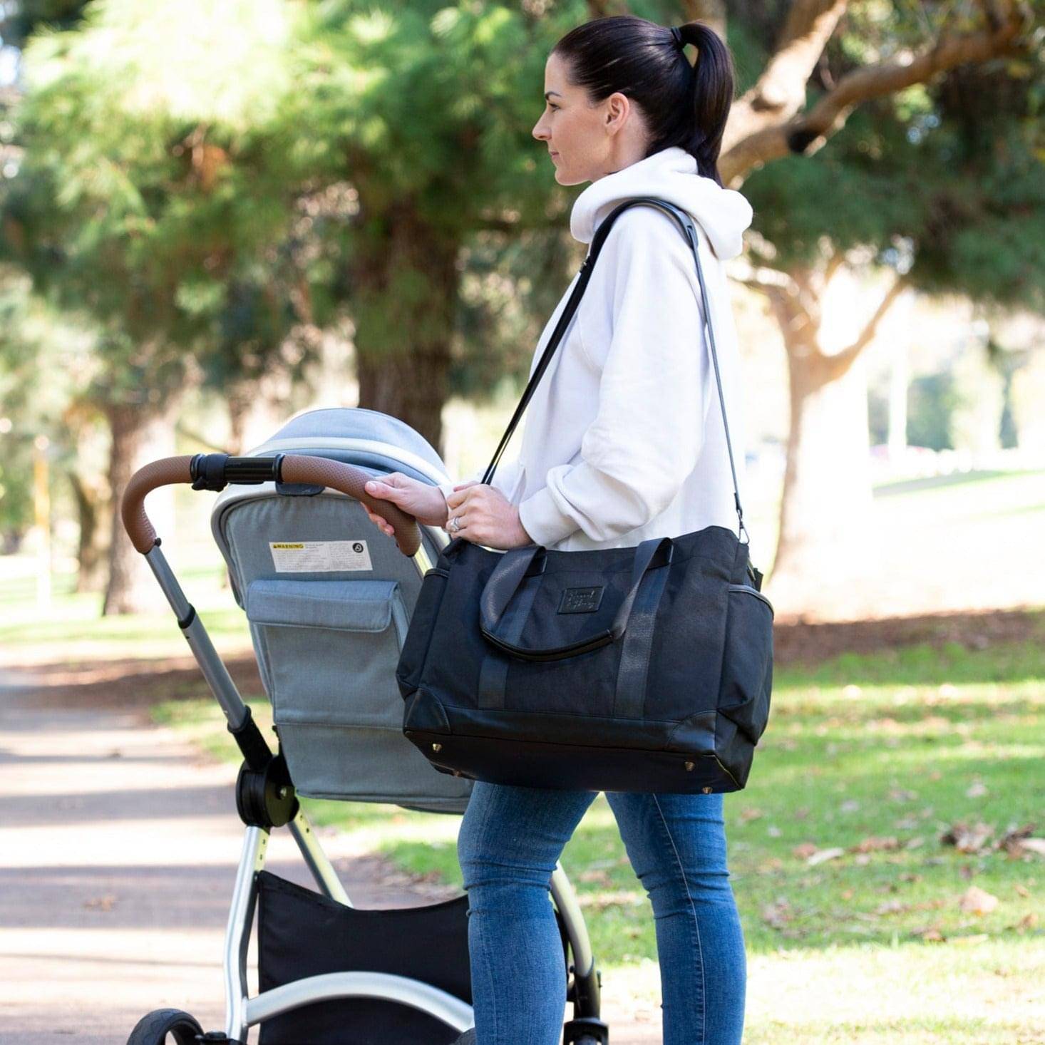 Charlie Nappy Tote | Black - Nappy Bag by Hannah and Henry