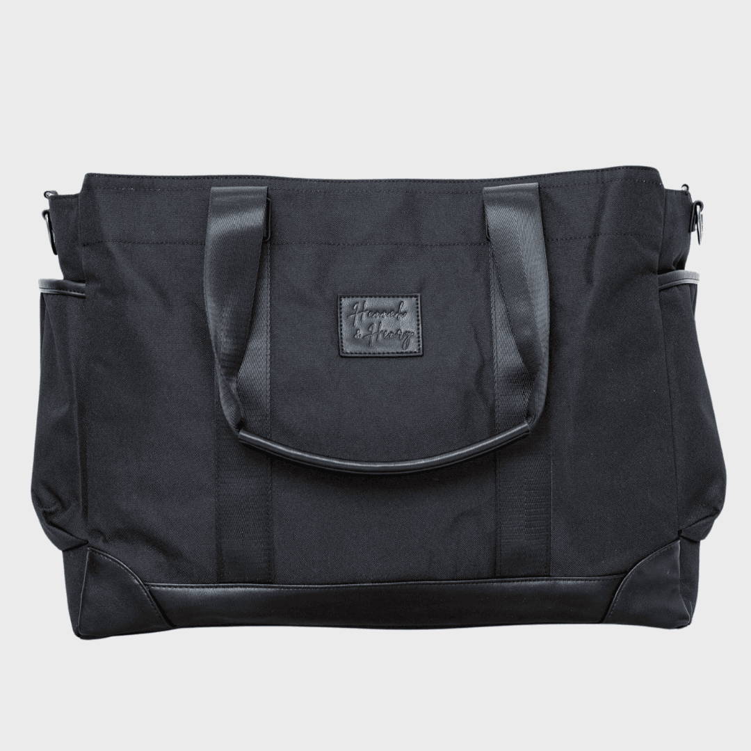 Charlie Nappy Tote | Black - Nappy Bag by Hannah and Henry