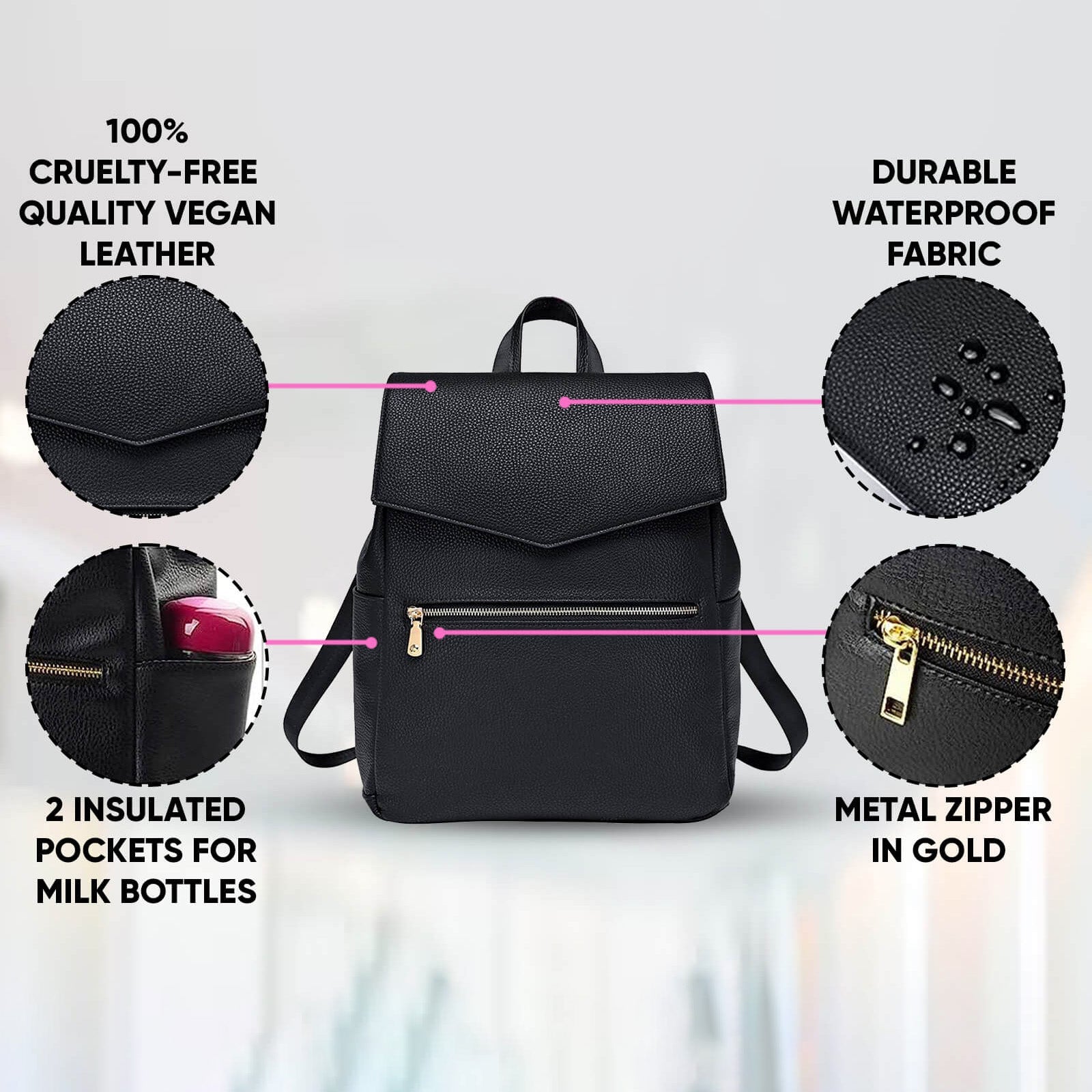 Classic Nappy Backpack | Black - Nappy Bag by Hannah and Henry