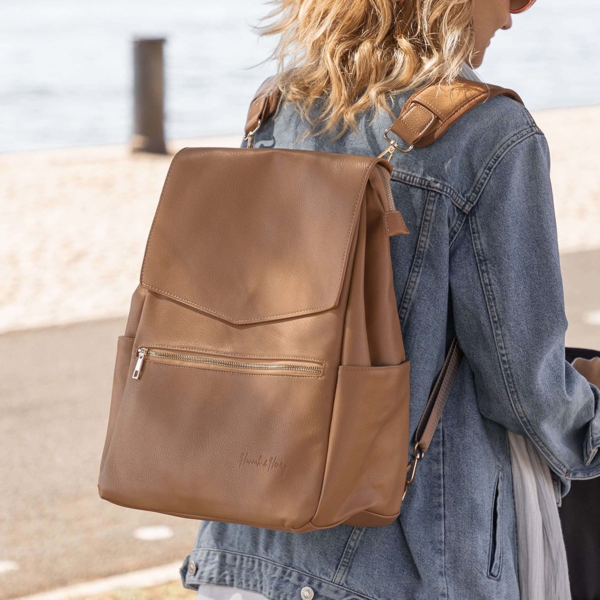 Classic Nappy Backpack | Tan - Nappy Bag by Hannah and Henry