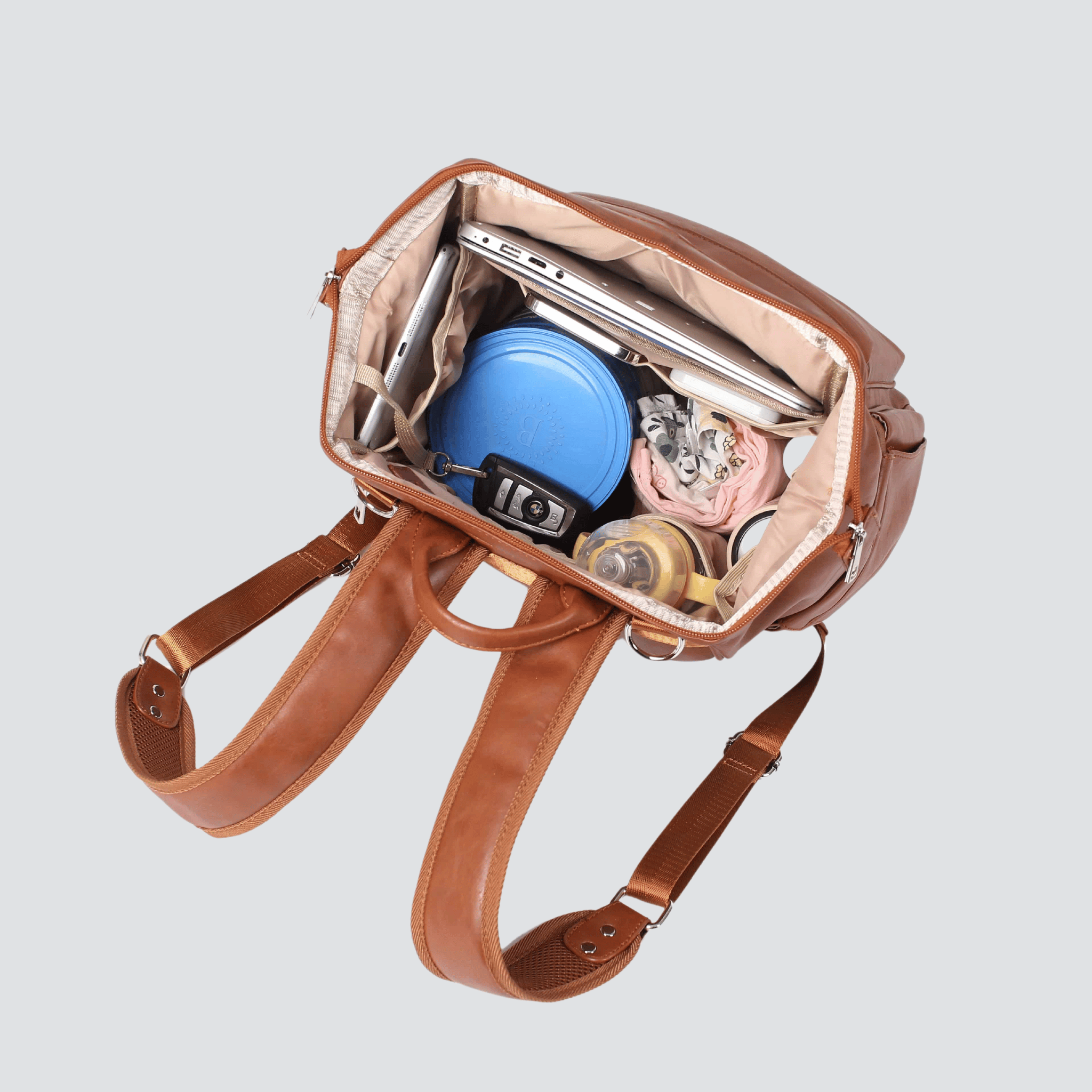 Vintage Nappy Backpack | Brown - Nappy Bag by Hannah and Henry