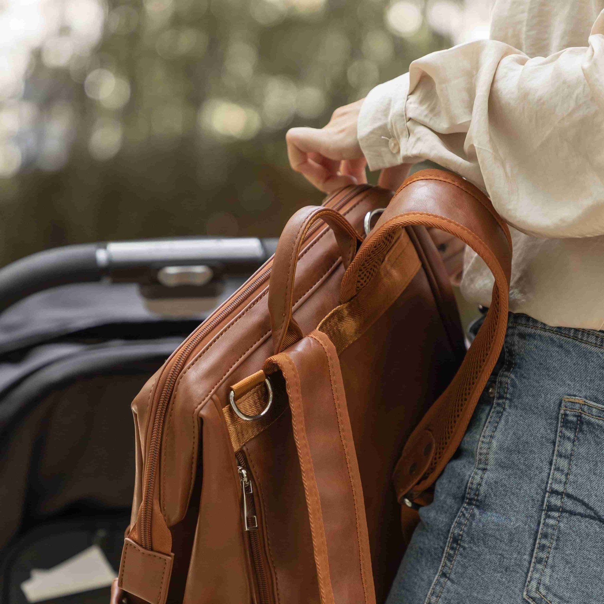 Vintage Nappy Backpack | Brown - Nappy Bag by Hannah and Henry