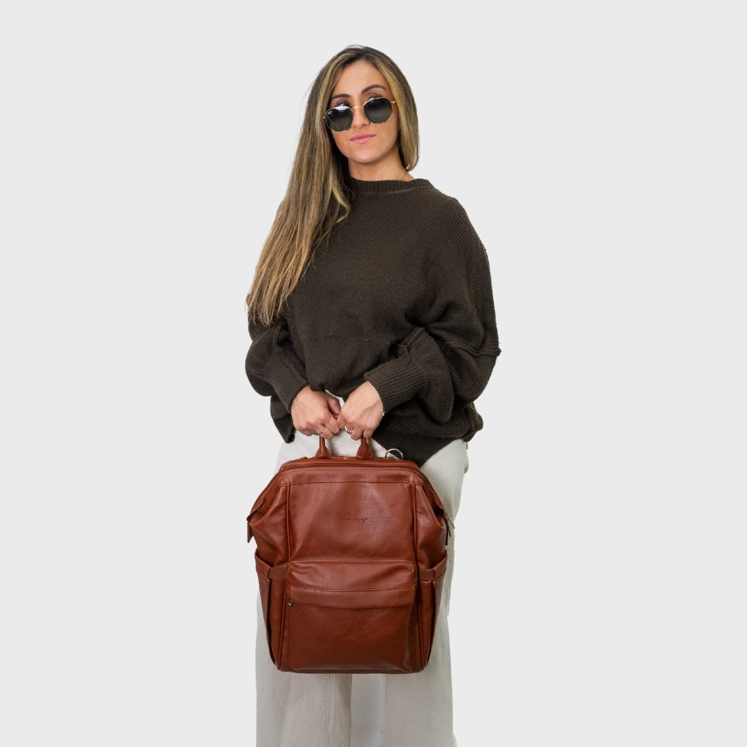 VINTAGE NAPPY BACKPACK BROWN - Hannah and Henry