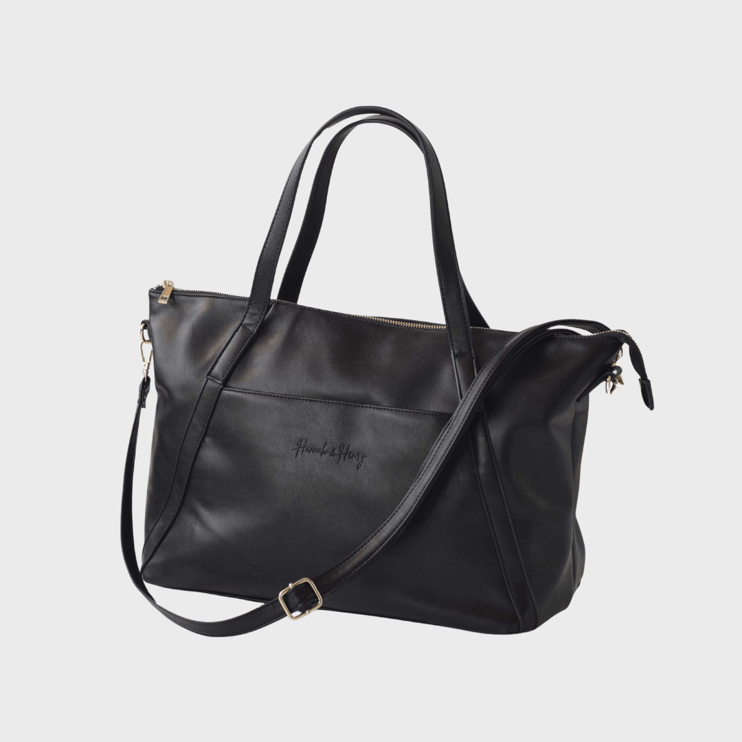 Catherine Nappy Tote | Black - Nappy Bag by Hannah and Henry