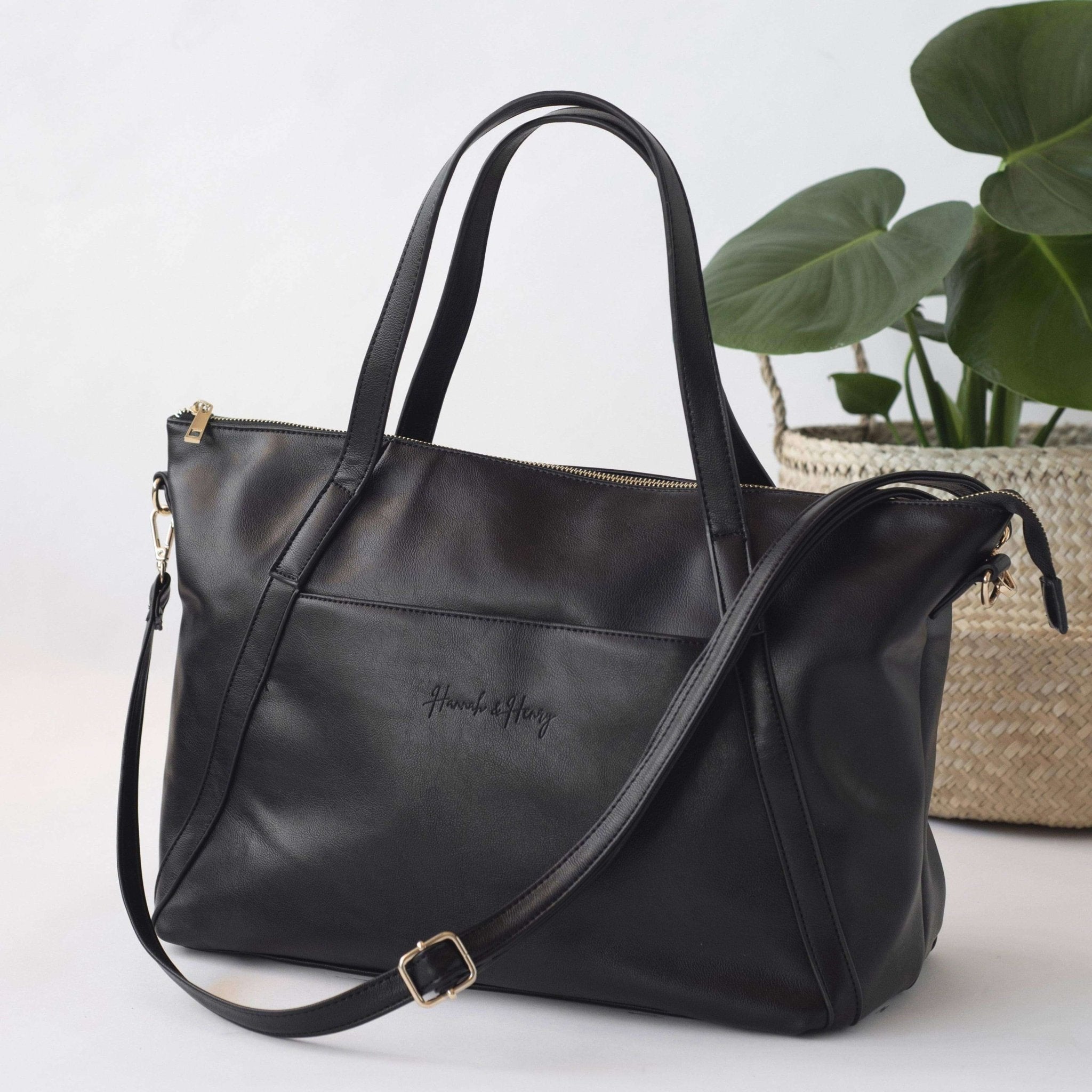 Catherine Nappy Tote | Black - Nappy Bag by Hannah and Henry