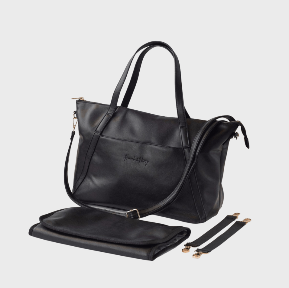 Catherine Nappy Tote | Black - Nappy Bag by Hannah and Henry