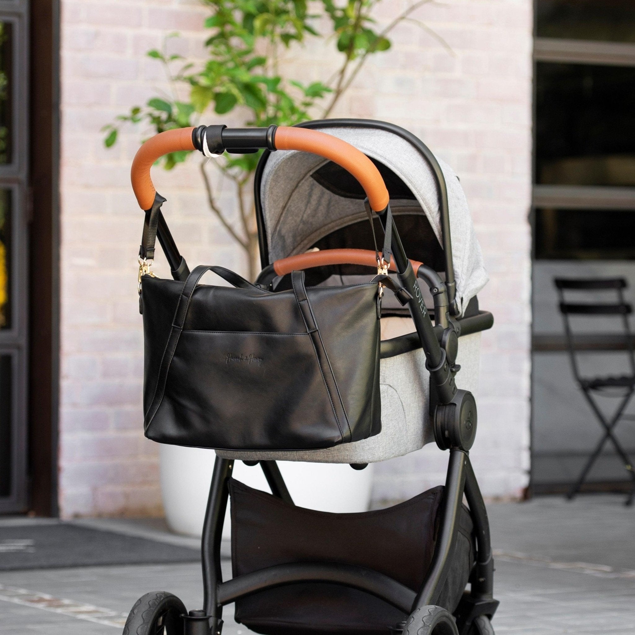 Catherine Nappy Tote | Black - Nappy Bag by Hannah and Henry