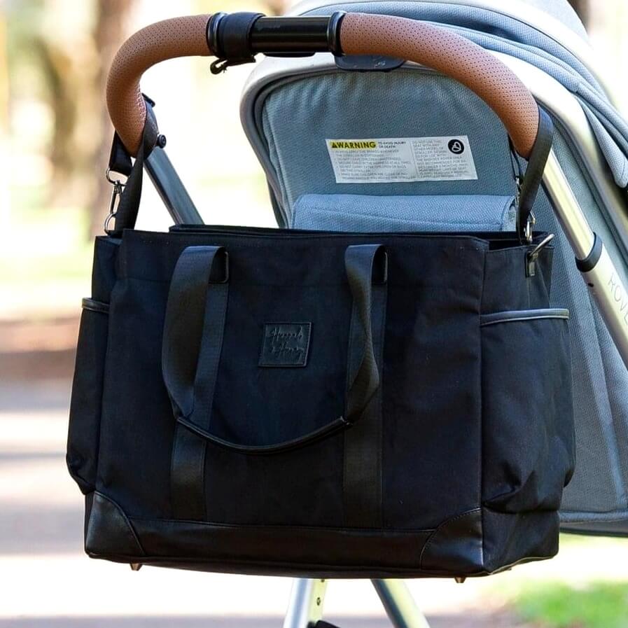 Charlie Nappy Tote | Black - Nappy Bag by Hannah and Henry