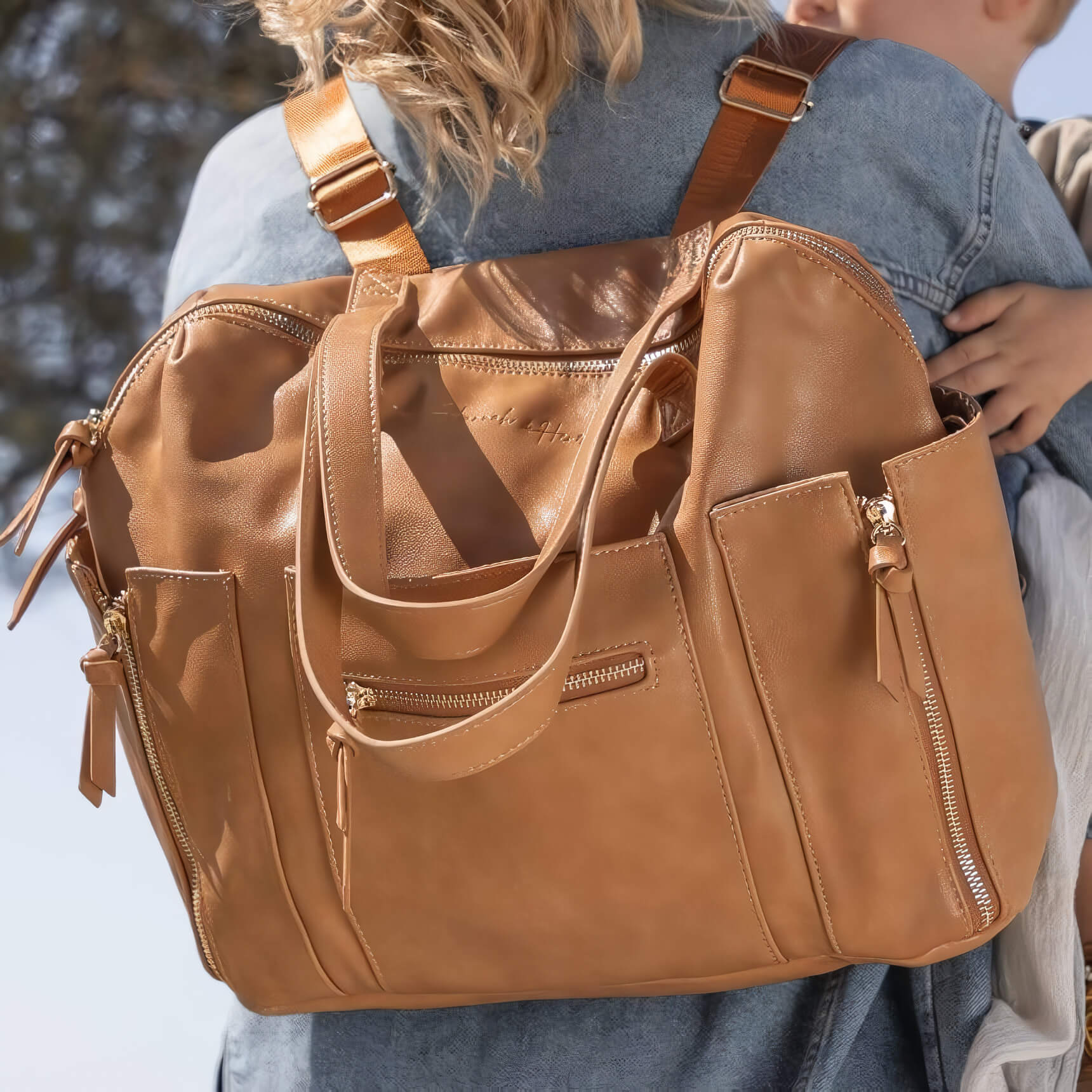 Chelsea Convertible | Tan - Nappy Bag by Hannah and Henry