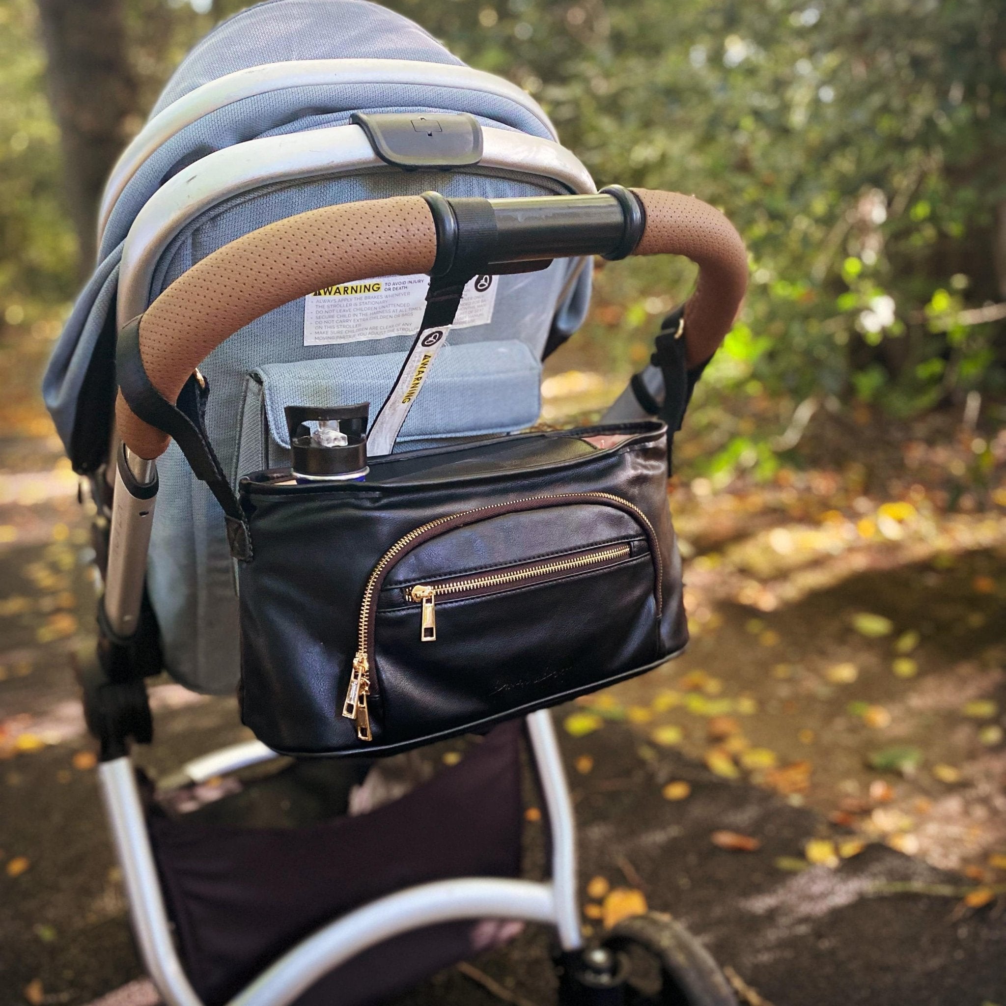 Chloe Pram Caddy Stroller Organiser Premium Vegan Leather