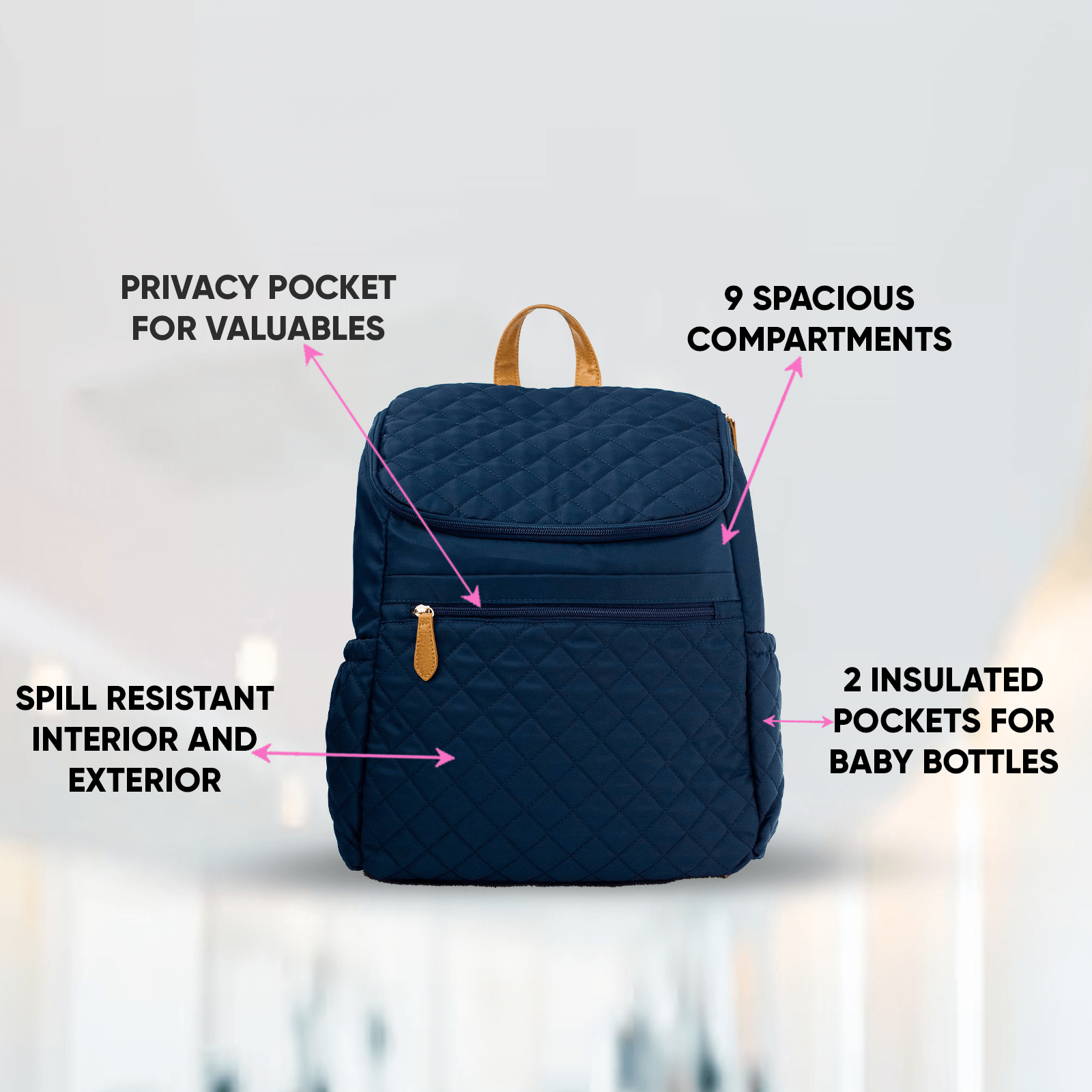 Essential Nappy Backpack | Blue - Nappy Bag by Hannah and Henry