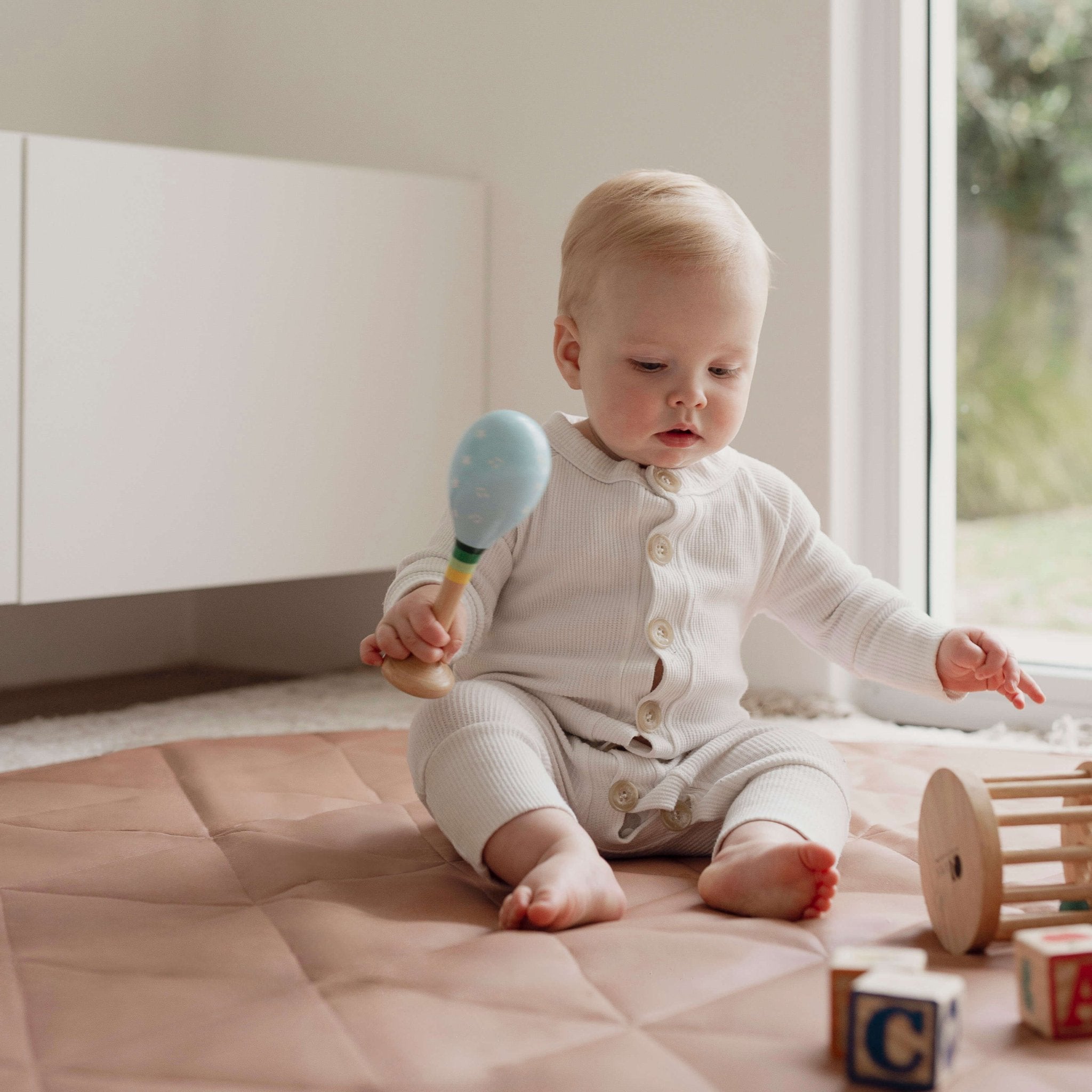 Quilted Play Mat | Brown - Baby Play Mat by Hannah and Henry