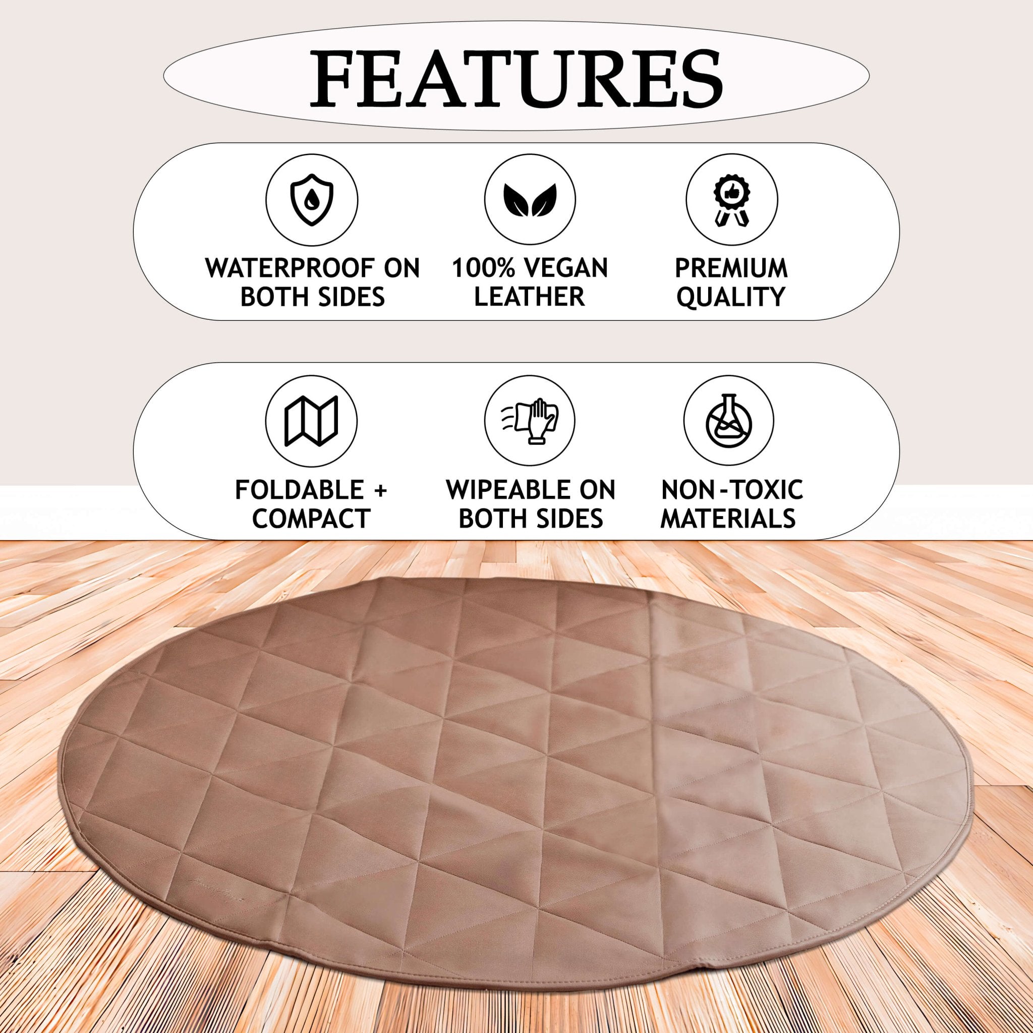Quilted Play Mat | Brown - Baby Play Mat by Hannah and Henry