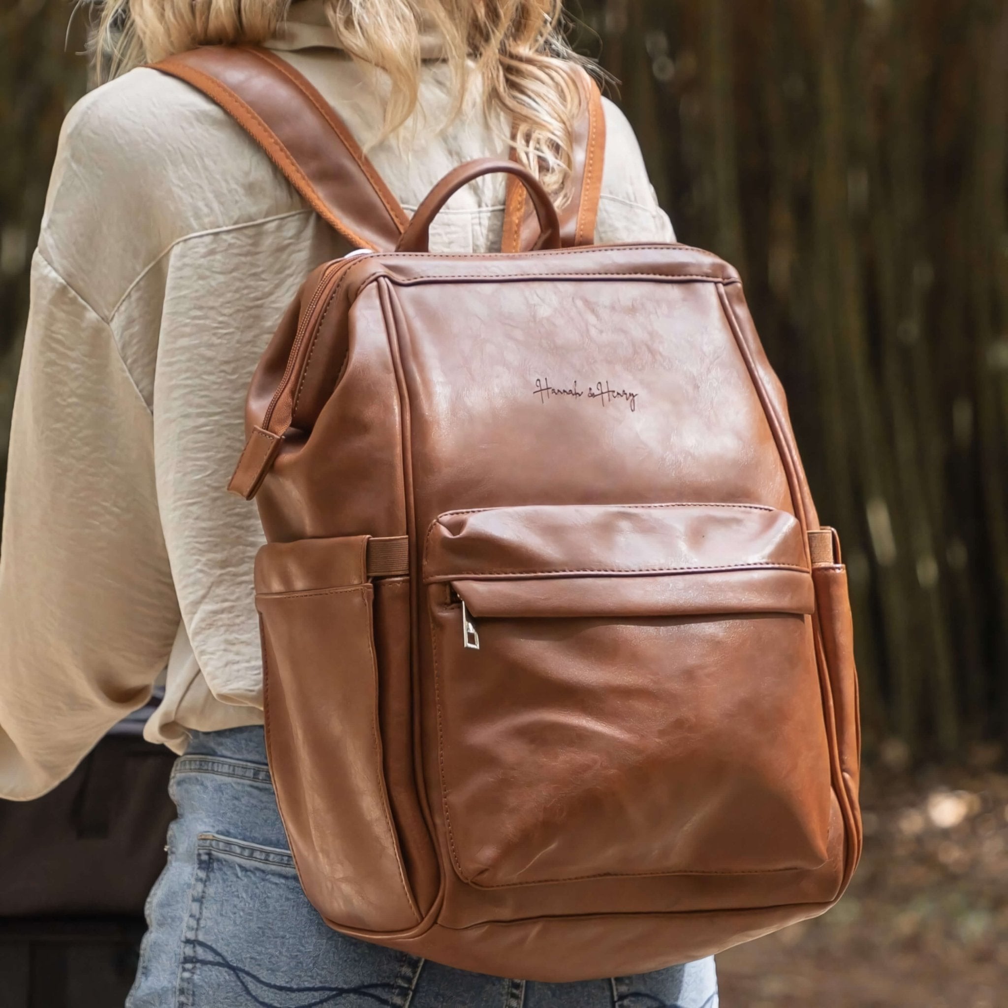 Vintage Nappy Backpack | Brown - Nappy Bag by Hannah and Henry